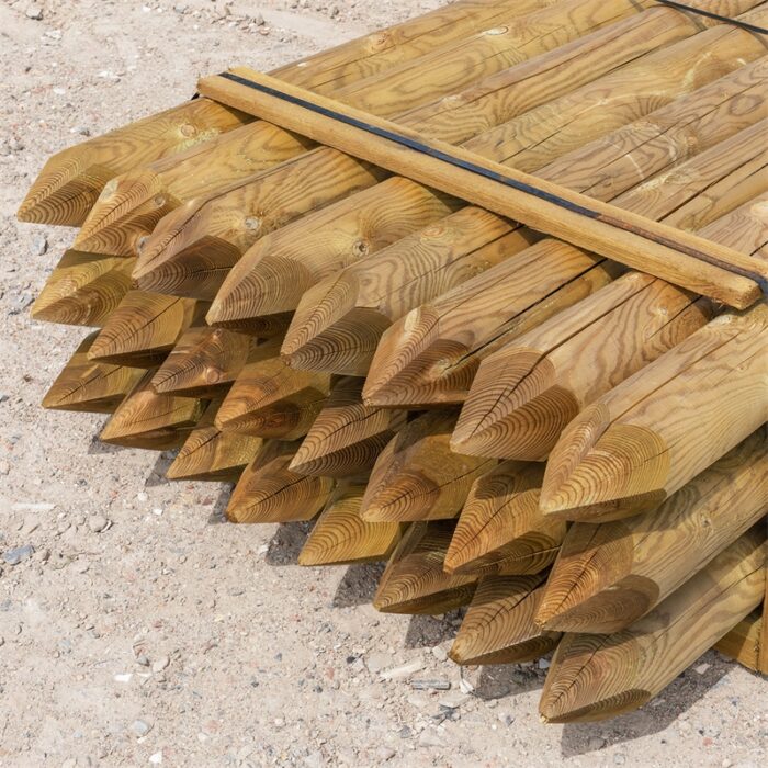24x VOSS.farming Holzpfähle rund, Zaunpfahl Holz, Kesseldruckimprägniert Klasse 4, 250cm x 140mm