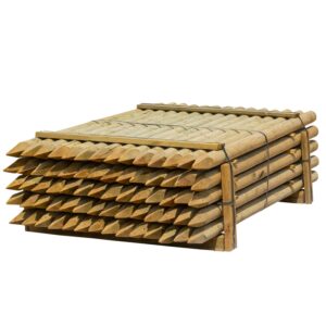 Premium Celfix® Langzeit-Imprägnierung, KDI 4 reduzierte Wasseraufnahme des Holzes widerstandsfähig, mit 15 Jahren Garantie³ Kiefernholz, langsam gewachsen – hohe Festigkeit angespitzt, angefasster Kopf, geringe Splittergefahr