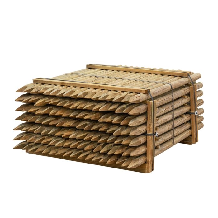 119x VOSS.farming Holzpfähle rund, Zaunpfahl Holz, Kesseldruckimprägniert Klasse 4, 150cm x 60mm